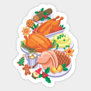 Christmas Thanksgiving Food / Dinner - Funny Holiday Sticker